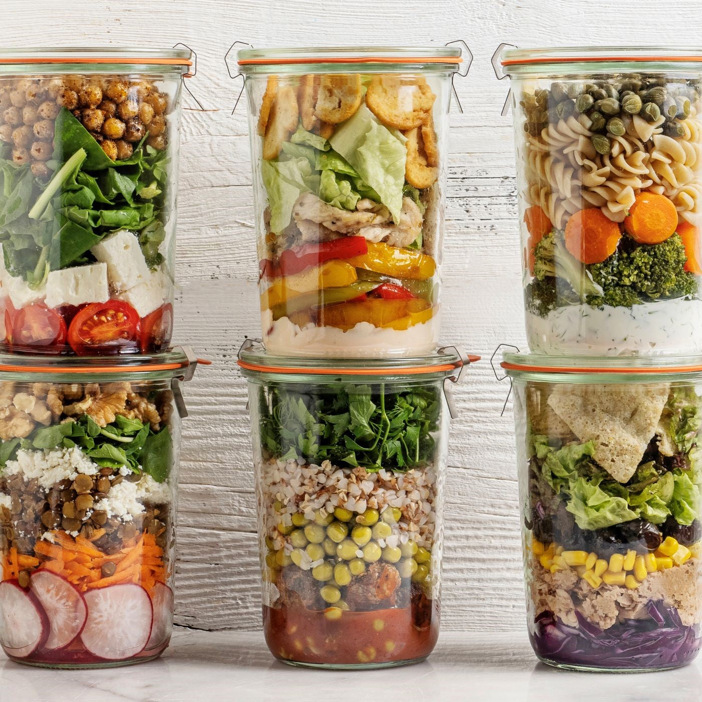 Meal Prep Gerichte in Gläsern