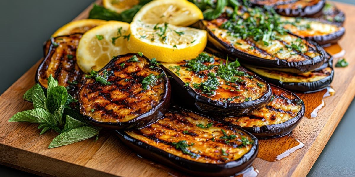 Gegrillte Auberginen mit Tahini-Dip fürs basische Grillen